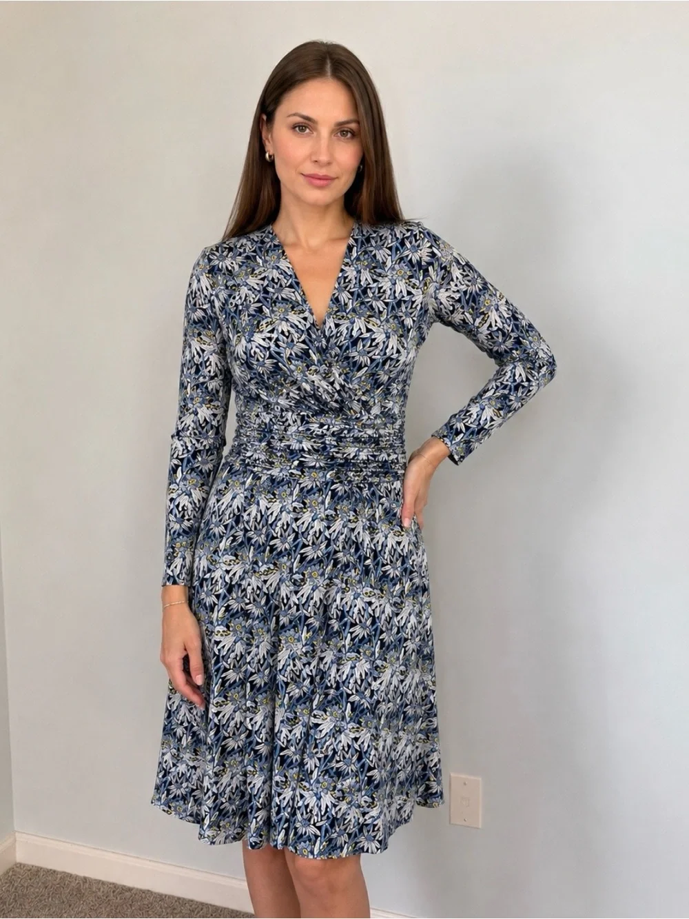 Brooks Brothers Women’s Long Sleeve Floral Print Wrap Lined Dress‎ Size L